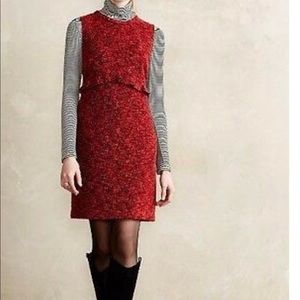 Anthropologie red tweed dress